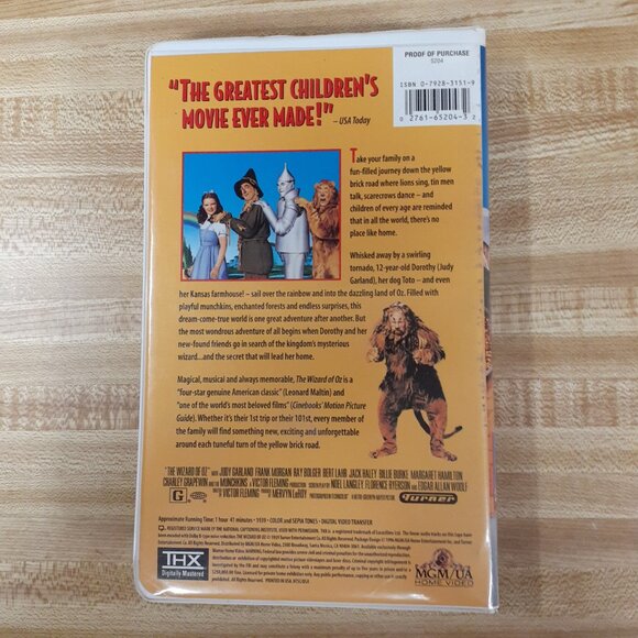 The Wizard Of Oz 1939 VHS Clamshell THX Digitally Mastered Judy Garland Fleming - Picture 2 of 6